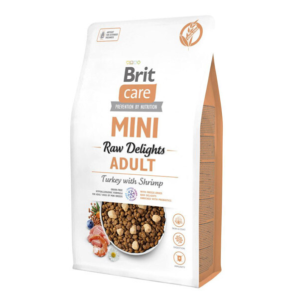 Brit Care Mini Raw Delights для собак малих порід з індичкою та креветкою