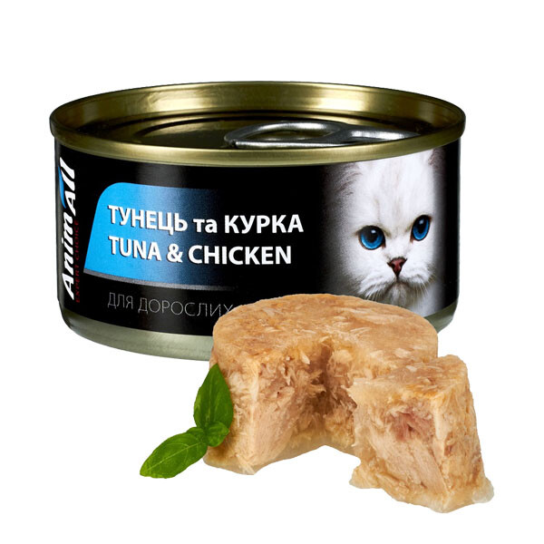 AnimAll вологий корм для котів з тунцем та куркою 