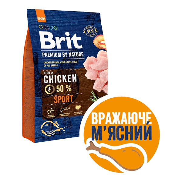 Brit Premium Sport Сухий корм для активних собак (курка)