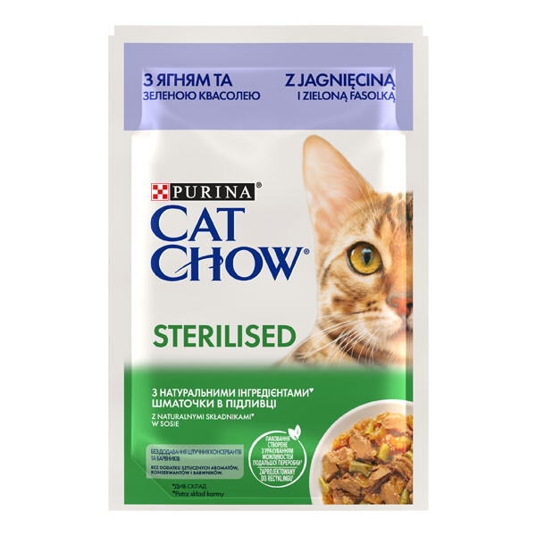 Cat Chow Sterilised Вологий корм для стерилізованих (ягня та зелена квасоля)