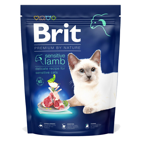 Brit Premium by Nature Cat Sensitive Lamb Сухий корм для дорослих котів з чутливим травленням (ягня)