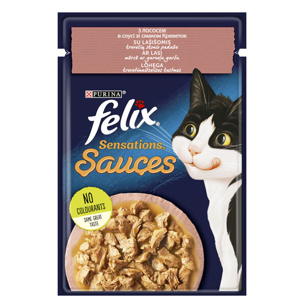 Felix Sensations Sauces Вологий корм (лосось і креветки)