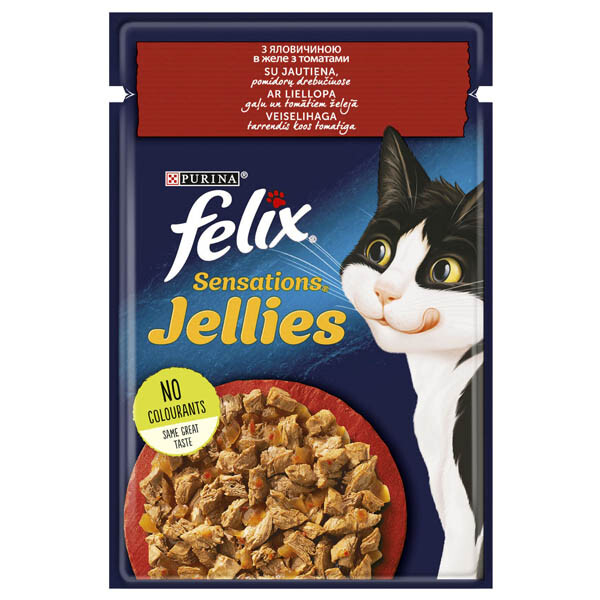 Felix Sensations Jellies Вологий корм (яловичина та томати)