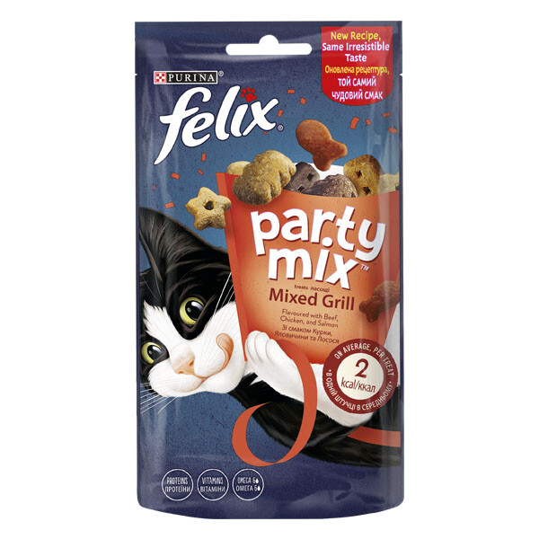 Felix Party Mix ласощі для котів зі смаком курки, яловичини та лосося
