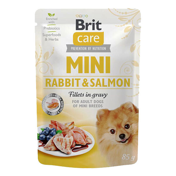 Вологий корм Brit Care Mini для дорослих собак (кролик і лосось)
