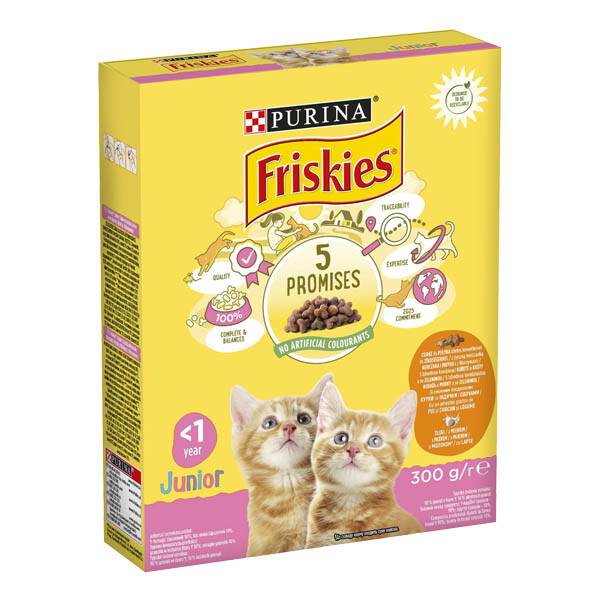 Friskies Junior Сухий корм (курка, індичка, молоко та овочі)