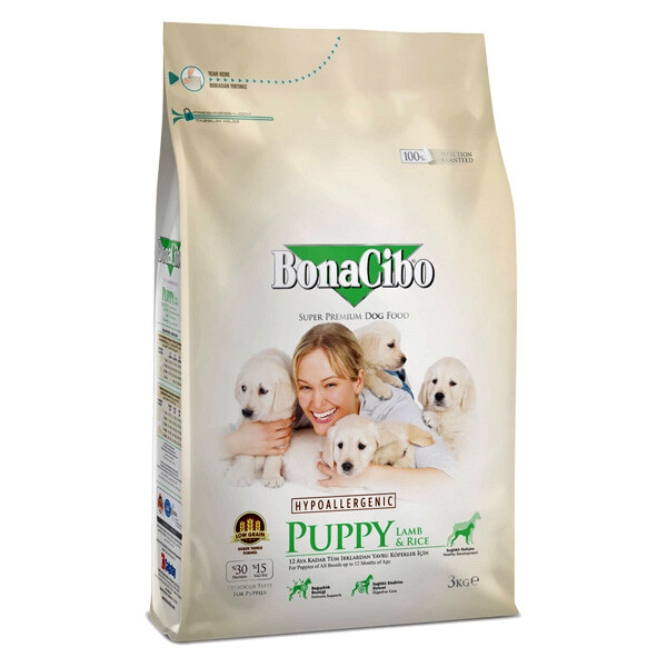 BonaCibo Puppy Lamb & Rise сухий корм для цуценят всіх порід (м’ясо ягняти та рис)