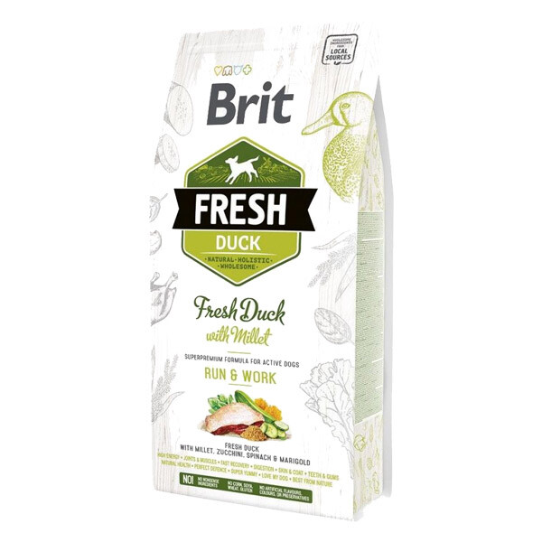 Brit Fresh Duck & Millet Active сухий корм для дорослих активних собак з качкою та пшоном