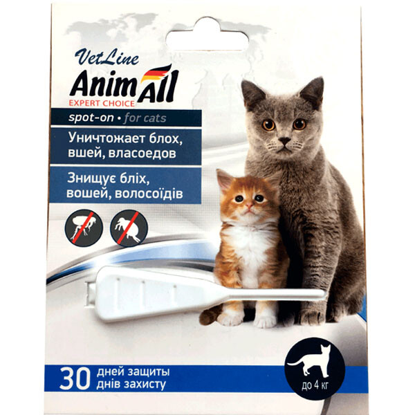 AnimAll Spot-On краплі від бліх та кліщів для котів до 4 кг