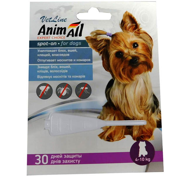 AnimAll Spot-on краплі від бліх та кліщів для собак вагою від 4 до 10 кг