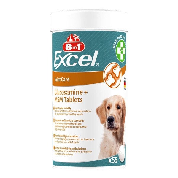 8in1 Excel Glucosamine+MSM вітаміни для суглобів для дорослих собак та собак похилого віку