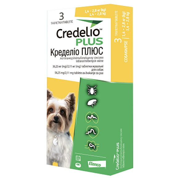 Кределіо Плюс жувальні таблетки для собак (1.4-2.8 кг)
