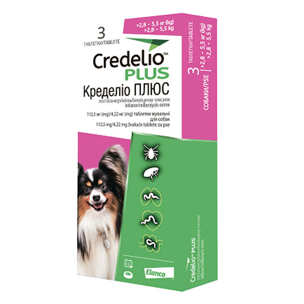 Кределіо Плюс жувальні таблетки для собак (2.8-5.5 кг)