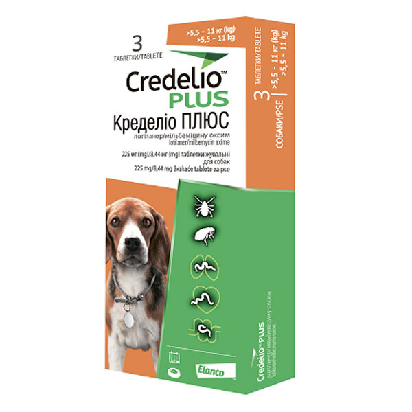 Кределіо Плюс жувальні таблетки для собак від 5,5 до 11 кг