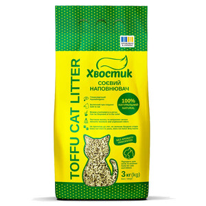 Хвостик Тофу натуральний соєвий наповнювач для котячого туалету