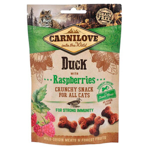 Carnilove ласощі для котів для зміцнення імунітету з качкою та малиною