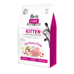 Сухий беззерновий корм Brit Care GF Kitten Fresh Chicken & Turkey для кошенят та вагітних/лактуючих кішок (індичка і курка)