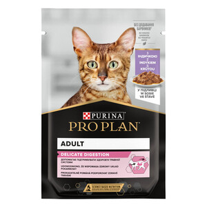 Вологий корм Purina Pro Plan Adult Delicate Digestion для дорослих котів з чутливим травленням (індичка)
