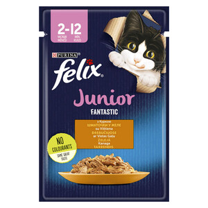 Вологий корм для кошенят Felix Fantastic Junior (курка)