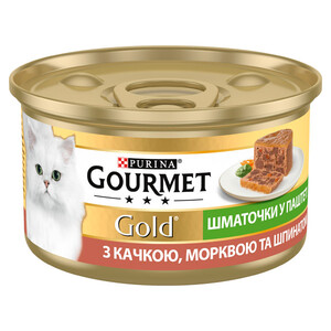 Вологий корм Gourmet GOLD (качка, морква та шпинат)