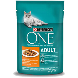 Вологий корм PURINA ONE ADULT (курка та зелена квасоля)