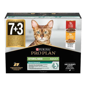 Purina Pro Plan Sterelised набір вологого корму для стерилізованих котів (яловичина та курка)
