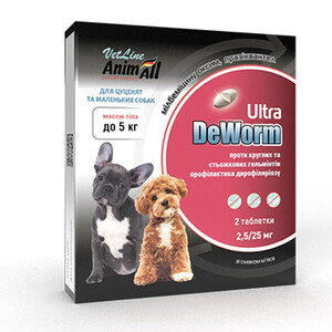 AnimAll DeWorm Ultra антигельмітні таблетки для собак масою до 5 кг (2 шт.)
