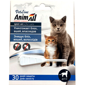 AnimAll Spot-On краплі від бліх та кліщів для котів до 4 кг