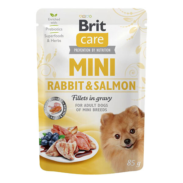 Вологий корм Brit Care Mini для дорослих собак (кролик і лосось) 85 г
