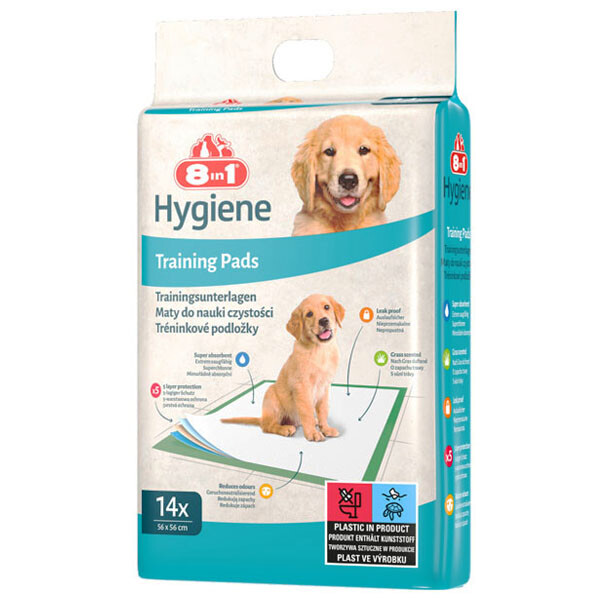 8in1 гігієнічні пелюшки для собак 56x56 14 шт