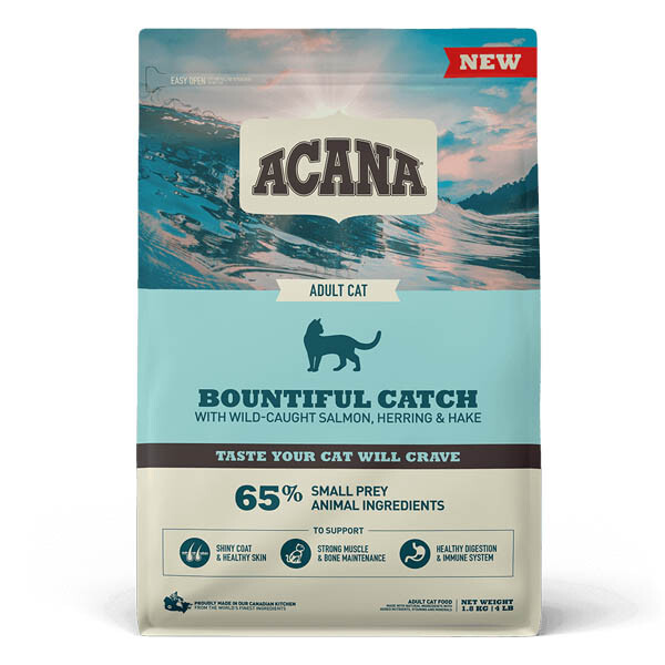 Acana Bountiful Catch Cat Сухий корм для дорослих котів (лосось, оселедець та форель) 340 г