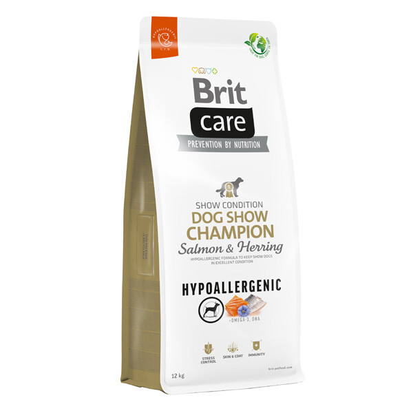 Сухий гіпоалергенний корм Brit Care Dog Hypoallergenic Show Champion для виставкових собак (лосось та оселедець) 12 кг