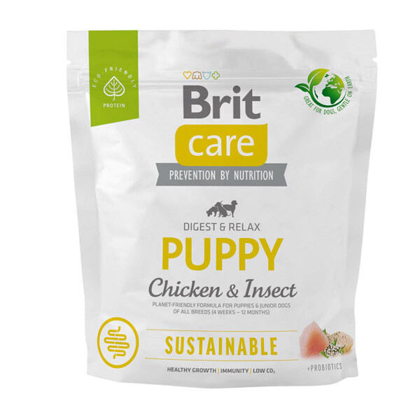 Сухий корм Brit Care Sustainable Puppy для цуценят (курка та комахи) 1 кг