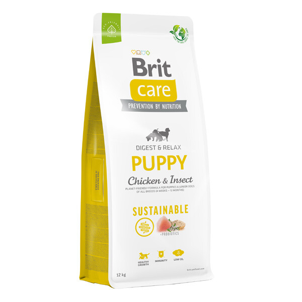 Сухий корм Brit Care Sustainable Puppy для цуценят (курка та комахи) 12 кг