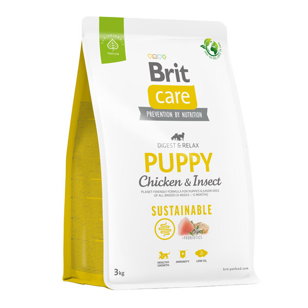 Сухий корм Brit Care Sustainable Puppy для цуценят (курка та комахи) 3 кг