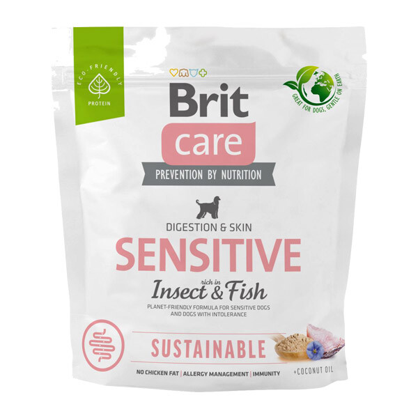 Сухий корм Brit Care Sustainable для собак з чутливим травленням (риба і комахи) 1 кг