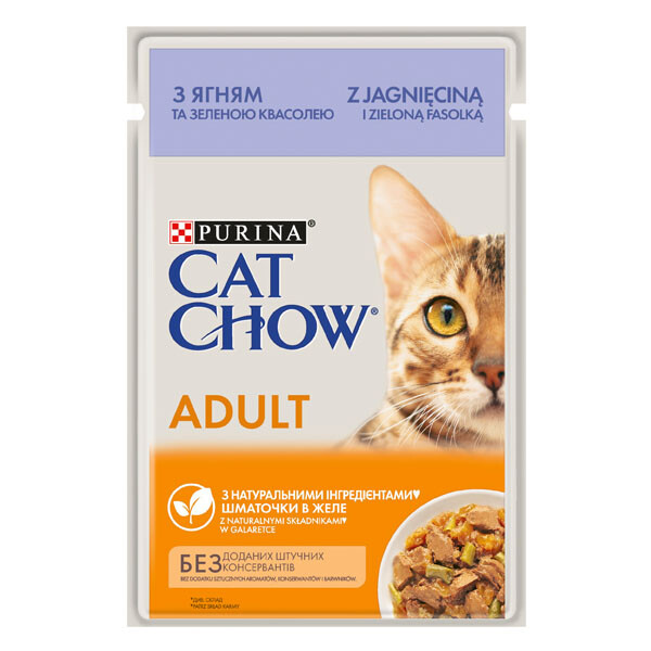 Cat Chow Adult Вологий корм (ягня та зелена квасоля) 85 г
