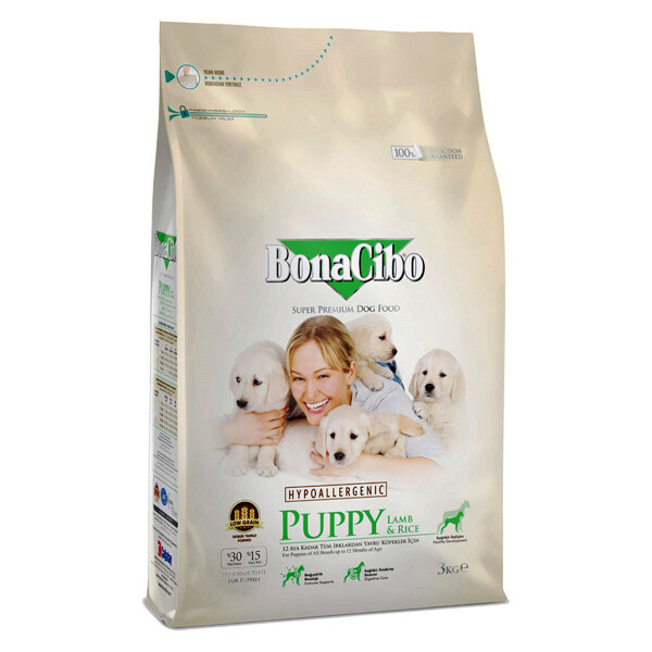 BonaCibo Puppy Lamb & Rise сухий корм для цуценят всіх порід (м’ясо ягняти та рис) 3 кг