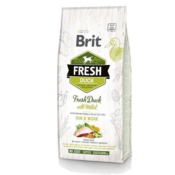 Brit Fresh Duck & Millet Active сухий корм для дорослих активних собак з качкою та пшоном 12 кг