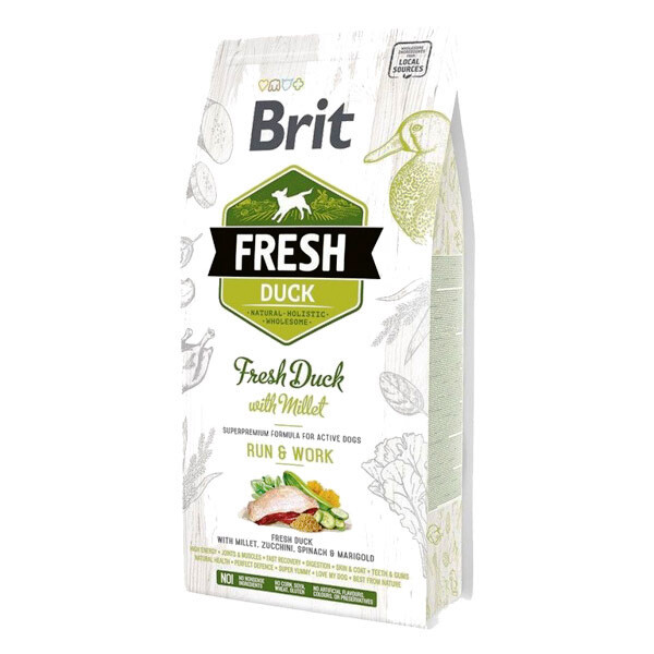 Brit Fresh Duck & Millet Active сухий корм для дорослих активних собак з качкою та пшоном 2.5 кг