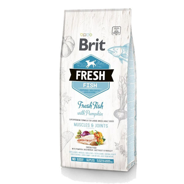 Brit Fresh Fish & Pumpkin Adult Large сухий корм для дорослих собак з рибою та гарбузом 12 кг