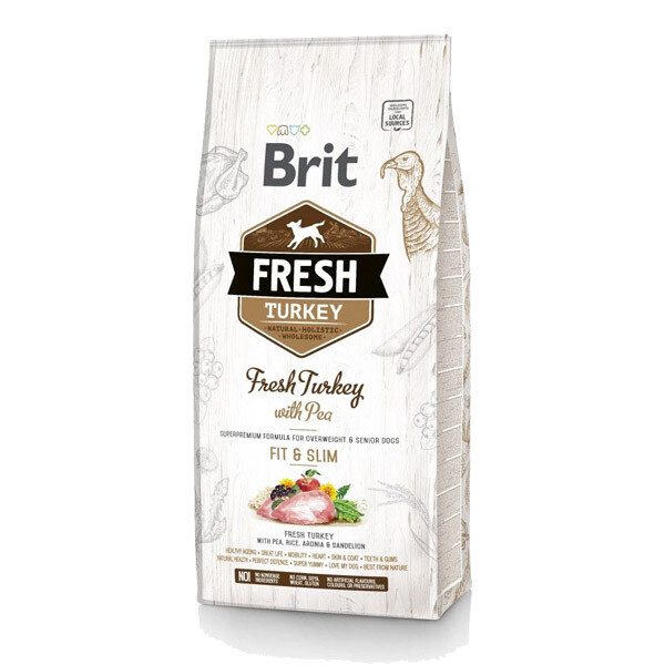 Brit Fresh Turkey & Pea Adult сухий корм для дорослих собак з надмірною вагою з індичкою та горохом 12 кг