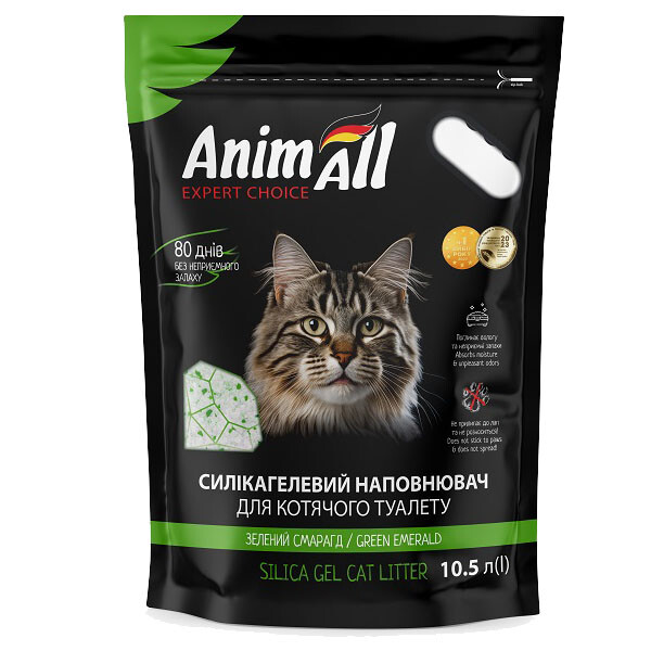 AnimAll Силікагелевий наповнювач для котячого туалету (Зелений смарагд) 10.5 л