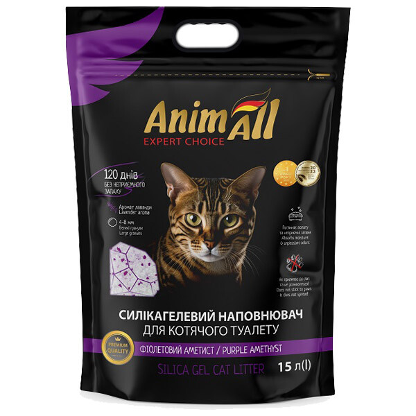 AnimAll Фіолетовий аметист силікагелевий наповнювач для котячого туалету  15 л
