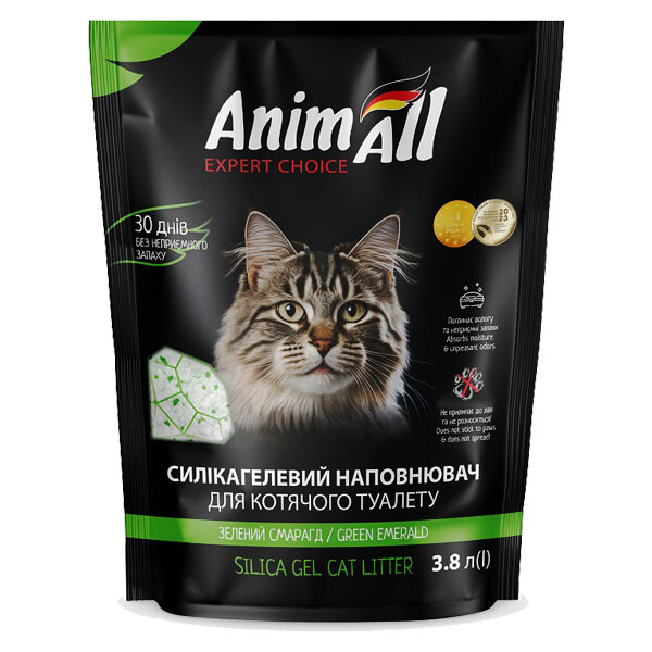 AnimAll Силікагелевий наповнювач для котячого туалету (Зелений смарагд)  3.8 л 