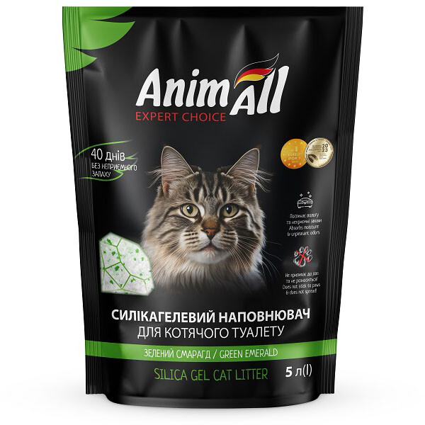AnimAll Силікагелевий наповнювач для котячого туалету (Зелений смарагд) 5 л