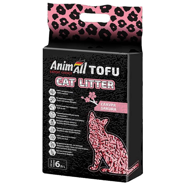 AnimAll Tofu соєвий наповнювач для котячого туалету з ароматом сакури 6 л