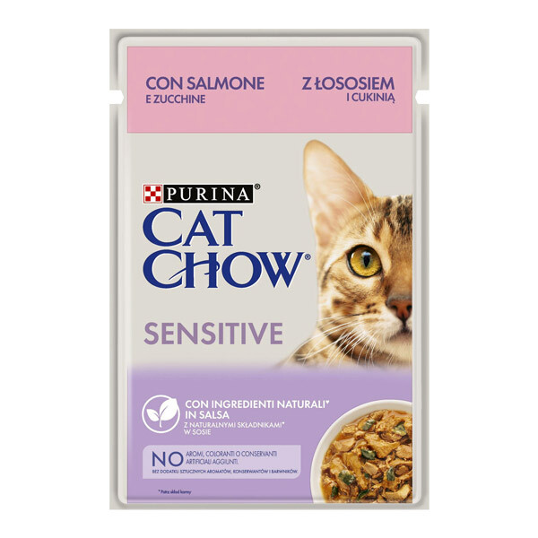 Cat Chow Sensitive Вологий корм при чутливому травленні (лосось та цукіні) 85 г