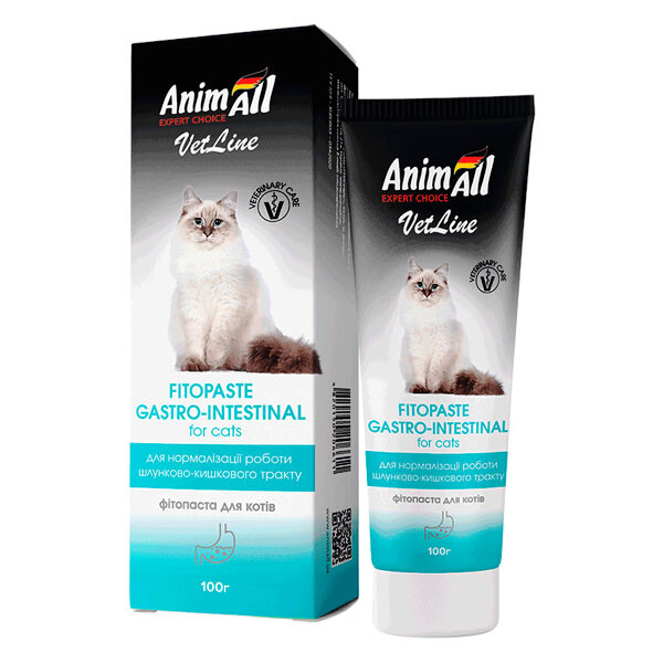 AnimAll VetLine фітопаста для нормалізації роботи шлунково-кишкового тракту у котів 100 г