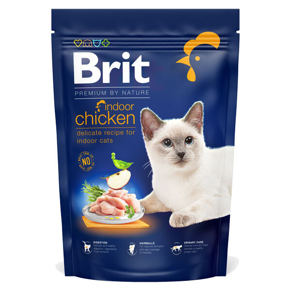 Brit Premium Cat Indoor Chicken Сухий корм для дорослих хатніх котів (курка) 800 г